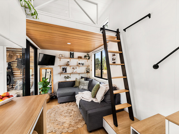 Teewah 7.2 - Living area with ladder to second loft